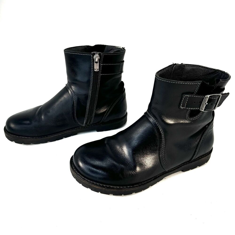 Birkenstock Stowe Women's Boot EU 36L US 5 Black Leather Moto Boots Zip Germany